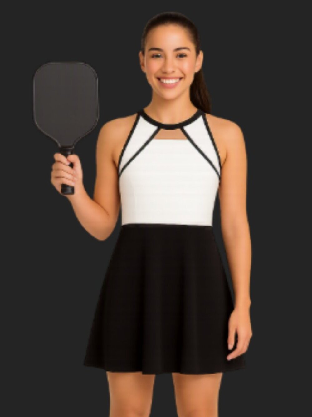 🎾🖤🤍 Place black and white halter neck mini dress, size XXL/US 16 🖤🤍🎾